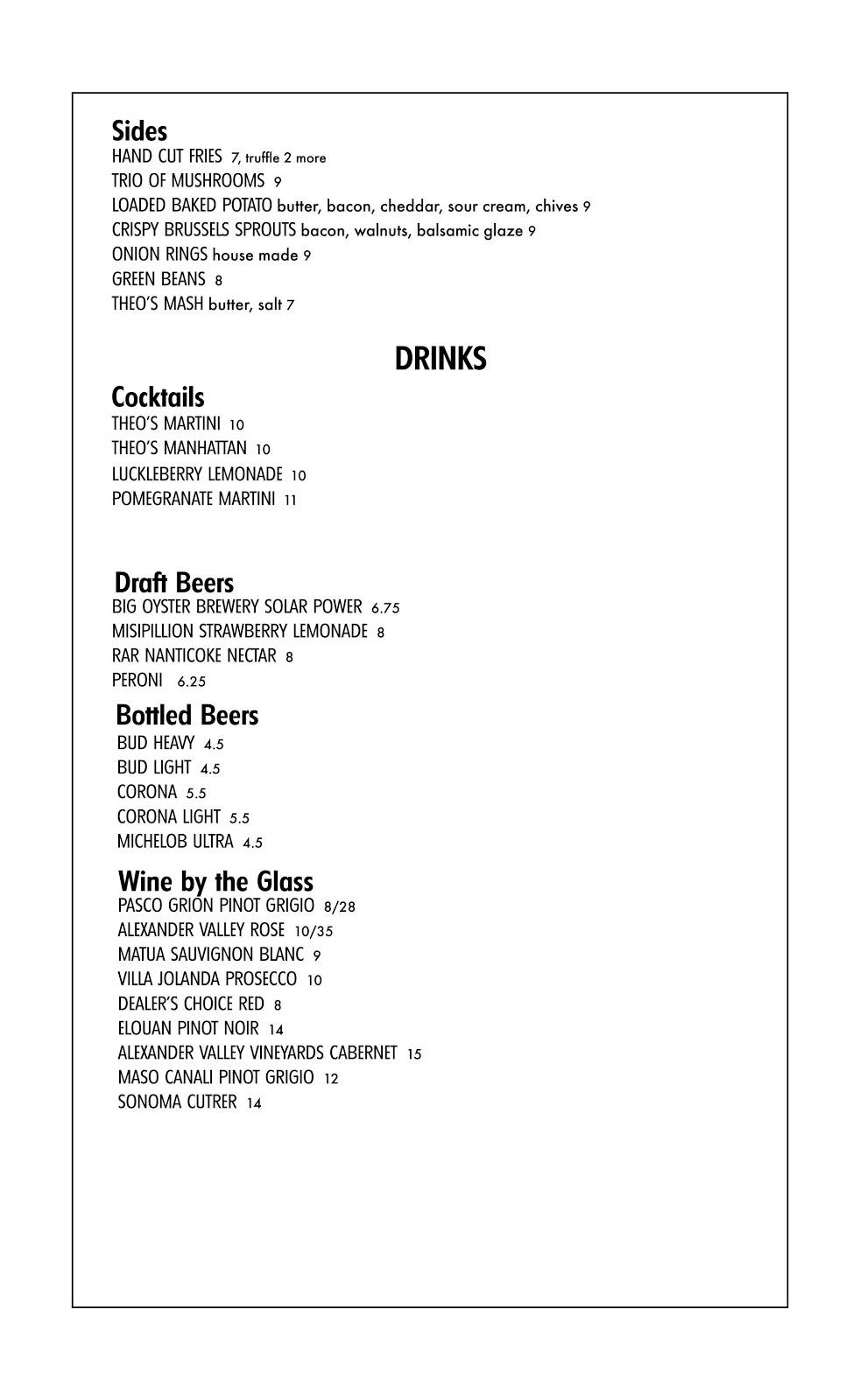 Theos Steak, Sides & Spirits - Rehoboth Beach | restaurant | 44 Baltimore Ave, Rehoboth Beach, DE 19971, USA | 3022277107 OR +1 302-227-7107