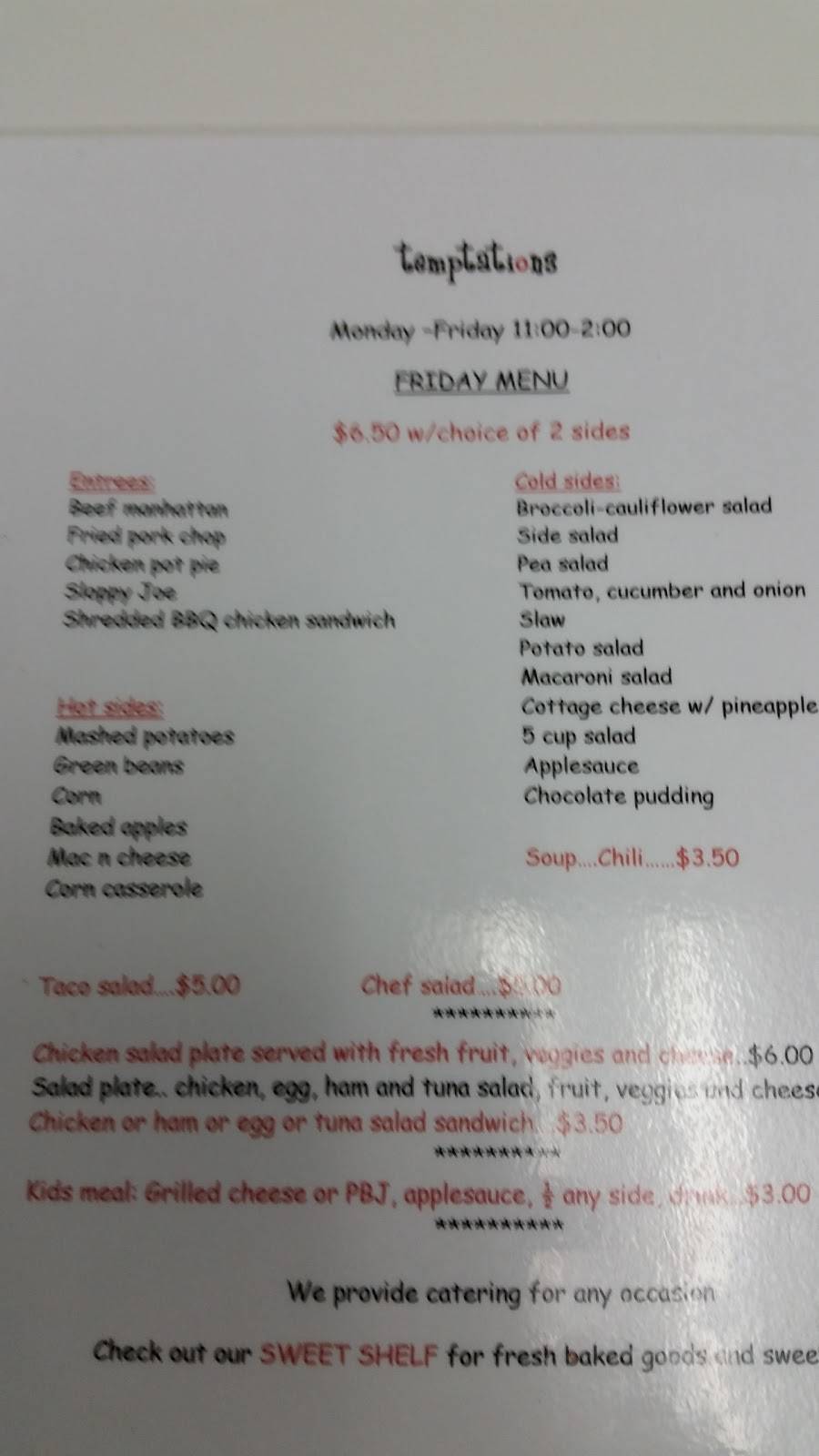 Temptations | restaurant | 535 N Memorial Dr, New Castle, IN 47362, USA | 7654654001 OR +1 765-465-4001