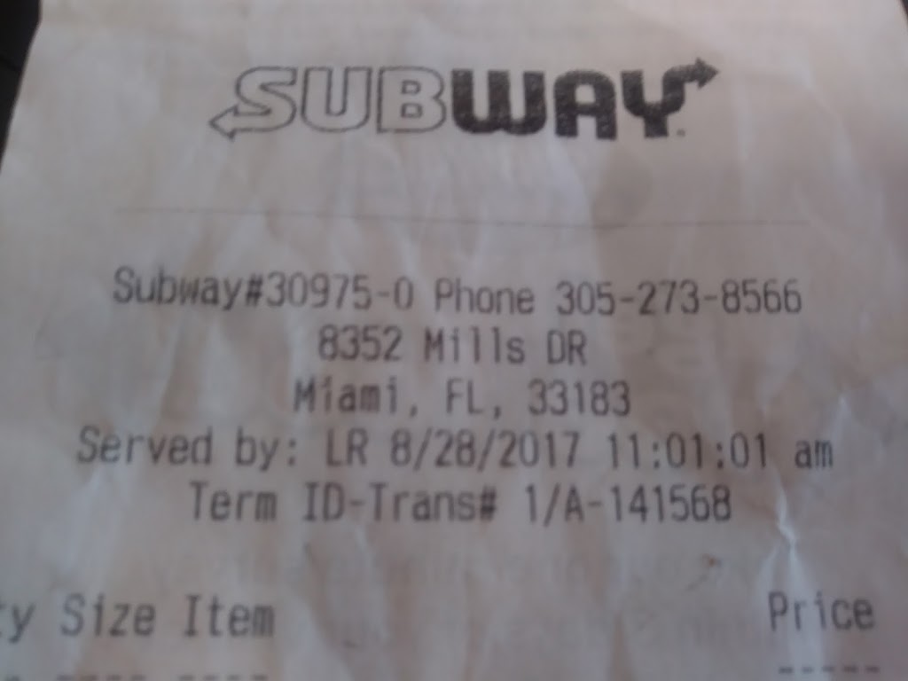 Subway | meal takeaway | 8352 Mills Dr, Miami, FL 33183, USA | 3052738566 OR +1 305-273-8566