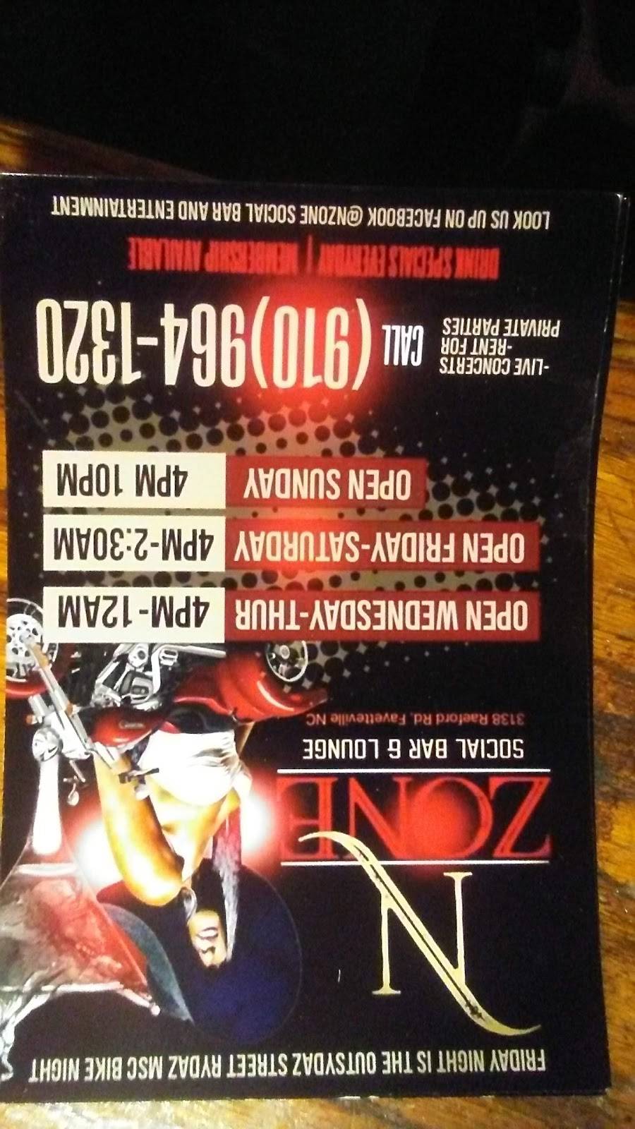 NZone Social Bar | restaurant | 3138 Raeford Rd, Fayetteville, NC 28314, USA | 9103391002 OR +1 910-339-1002