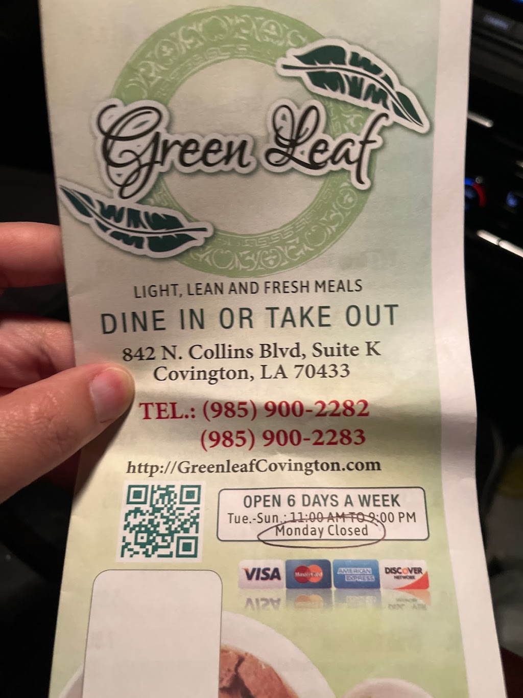 Green Leaf | restaurant | 842 N Collins Blvd, Covington, LA 70433, USA | 9859002282 OR +1 985-900-2282