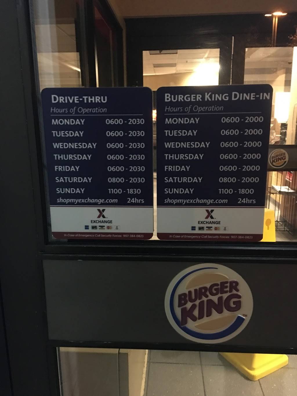 Burger King | restaurant | Building 9, Anchorage, AK 99505, USA | 9074282650 OR +1 907-428-2650