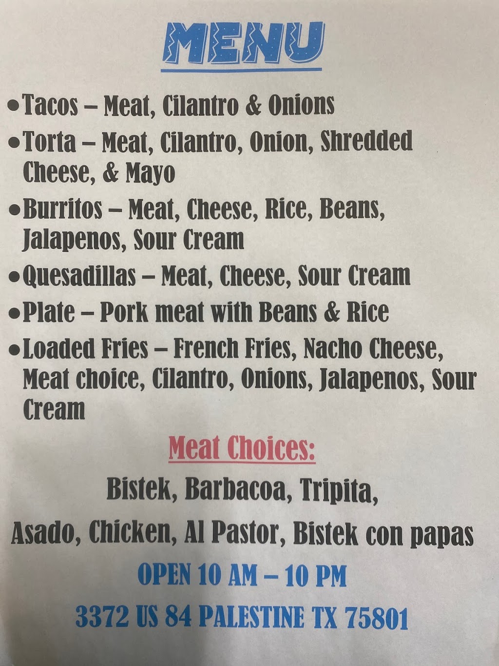 Taqueria Mi Rancho | restaurant | 3372 US-84, Palestine, TX 75801, USA | 9037235037 OR +1 903-723-5037