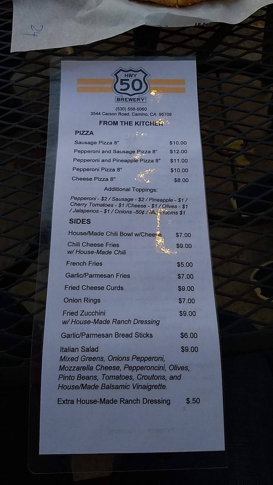 Highway 50 Brewery | restaurant | 3544 Carson Rd #10, Camino, CA 95709, USA | 5305565060 OR +1 530-556-5060