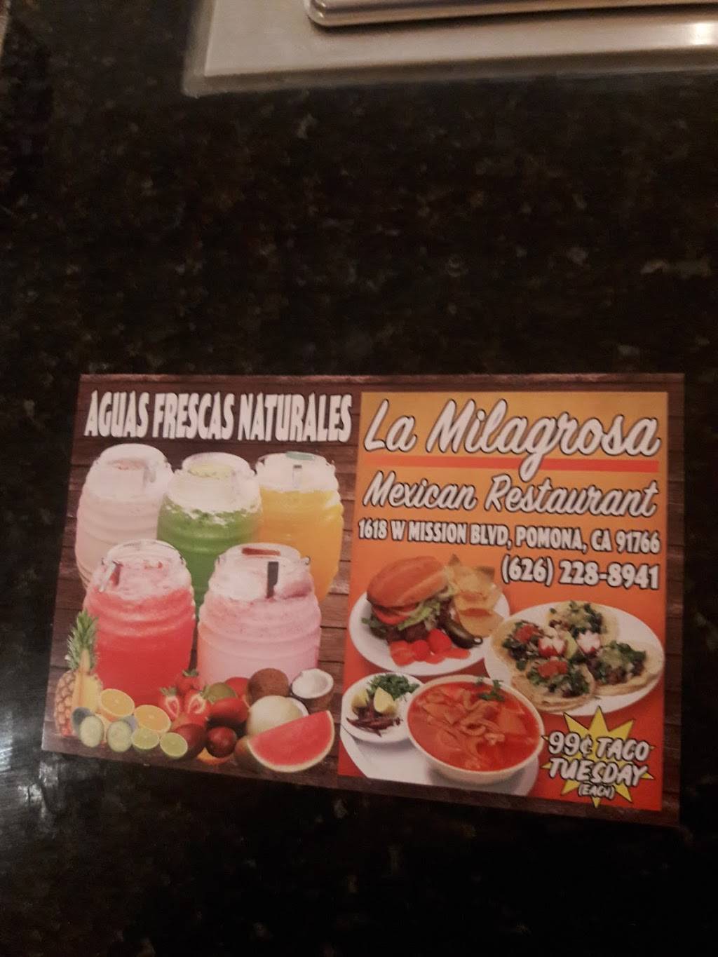 La Milagrosa Mexican Restaurant | restaurant | 1622 W Mission Blvd, Pomona, CA 91766, USA | 6262288941 OR +1 626-228-8941