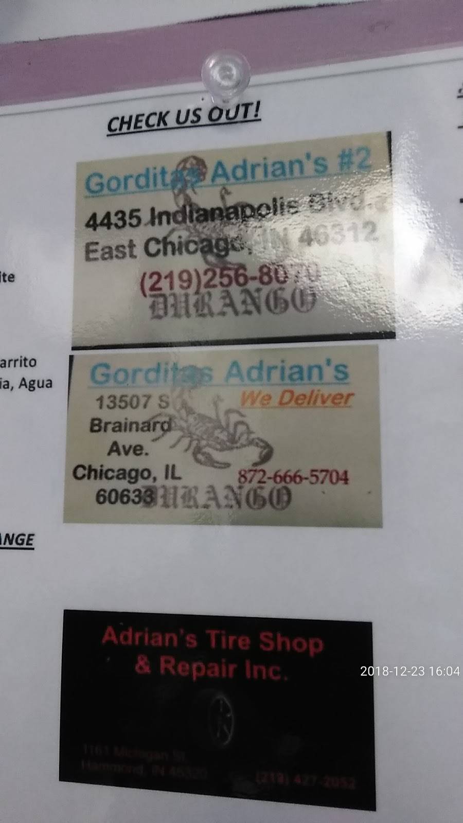 Gorditas Adrians | restaurant | 13507 S Brainard Ave, Chicago, IL 60633, USA | 8726665704 OR +1 872-666-5704