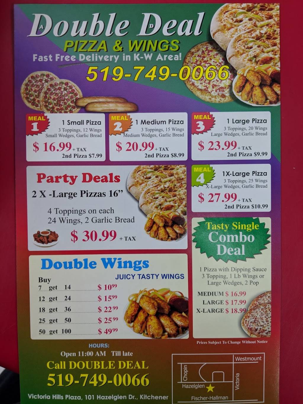 AD Double Deal Pizza & Wings | restaurant | 101 Hazelglen Dr, Kitchener, ON N2M 5A2, Canada | 5197490066 OR +1 519-749-0066