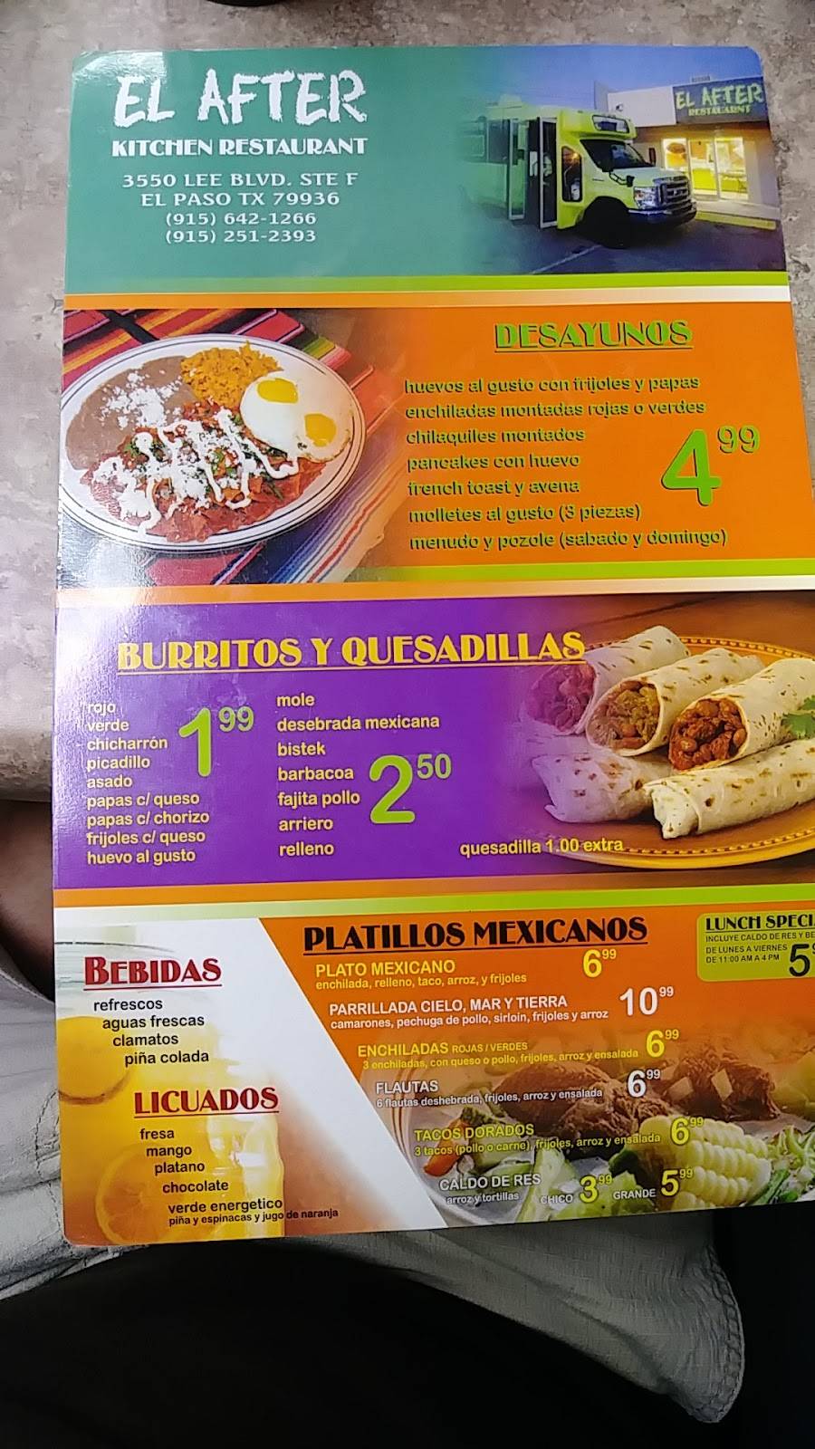 El After | restaurant | 3550 Lee Blvd, El Paso, TX 79936, USA | 9156421266 OR +1 915-642-1266