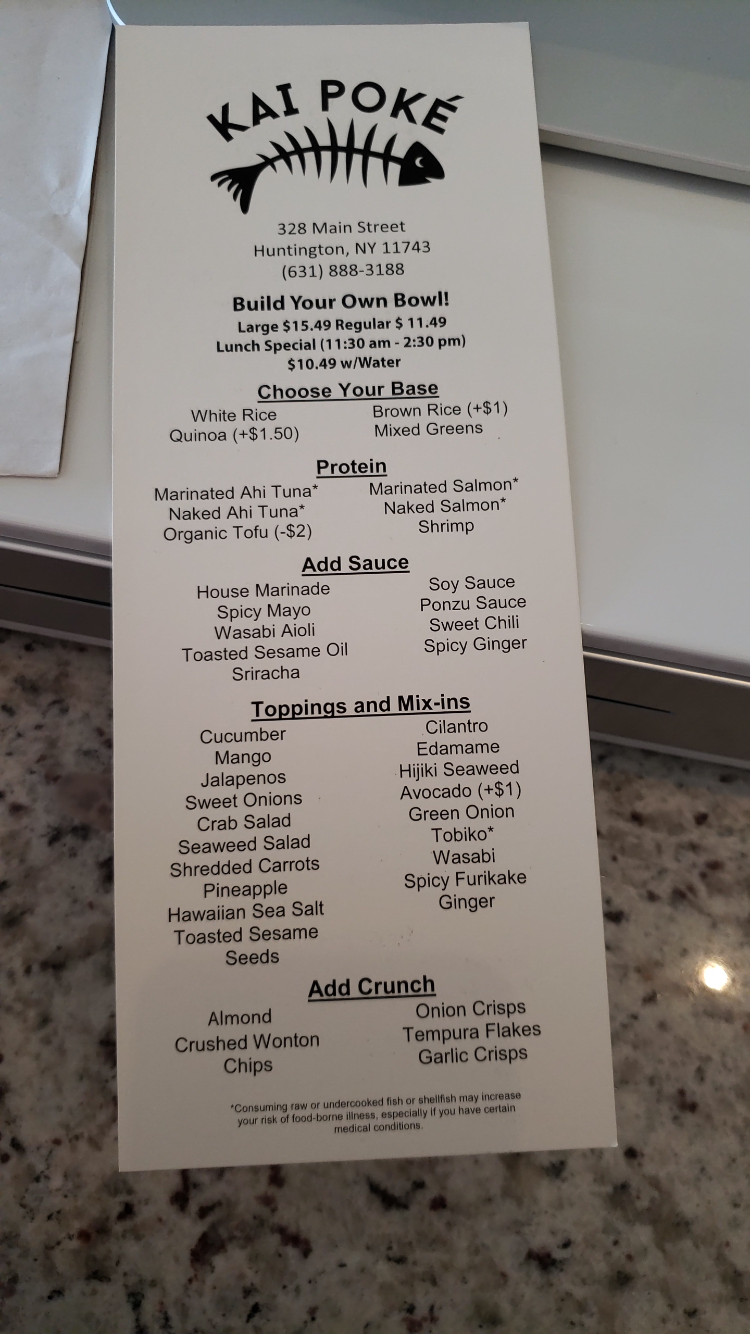 Kai Poke Massapequa | restaurant | 7 Hicksville Rd, Massapequa, NY 11758, USA | 5166365100 OR +1 516-636-5100