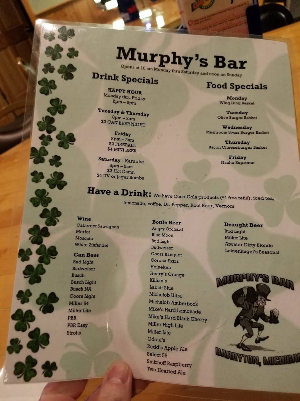 Murphys Bar | restaurant | 32 Northern Ave, Barryton, MI 49305, USA | 9893827466 OR +1 989-382-7466