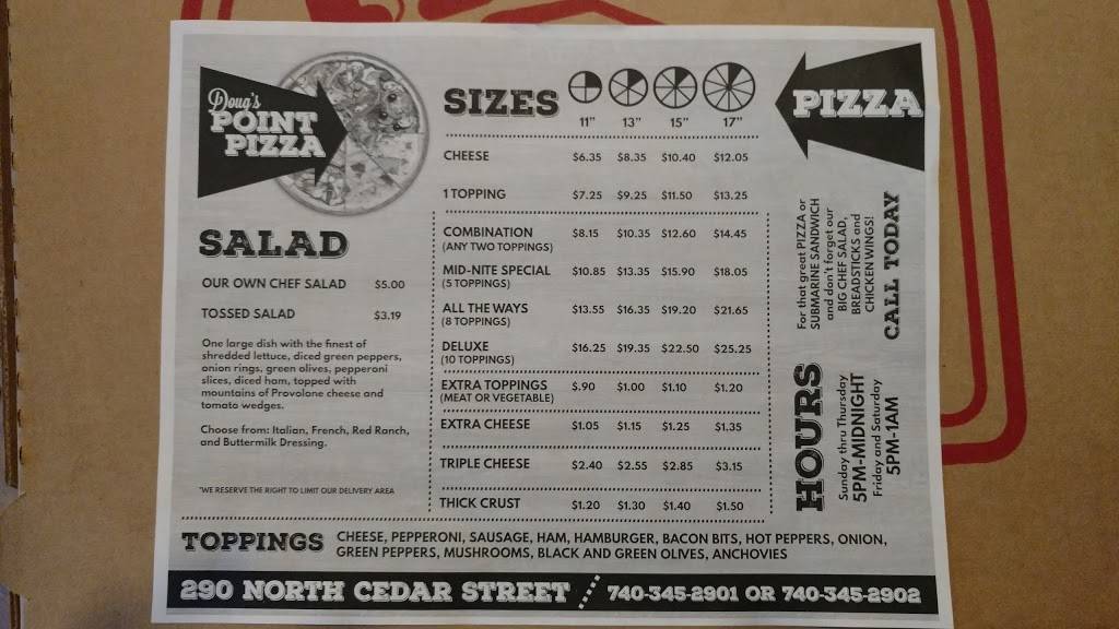 Dougs Point Pizza | restaurant | 290 N Cedar St, Newark, OH 43055, USA | 7403452901 OR +1 740-345-2901