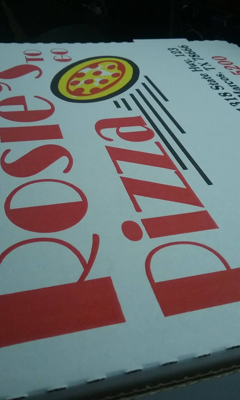Rosies Pizza To Go | restaurant | 1318 TX-123, San Marcos, TX 78666, USA | 5127545200 OR +1 512-754-5200