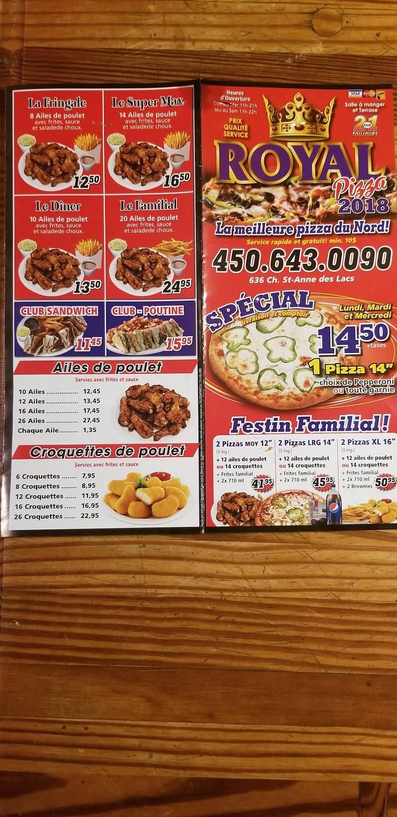 Royal Pizza - Laurentides | restaurant | 636 Chemin de Ste Anne des Lacs, Sainte-Anne-des-Lacs, QC J0R 1B0, Canada | 4506430090 OR +1 450-643-0090