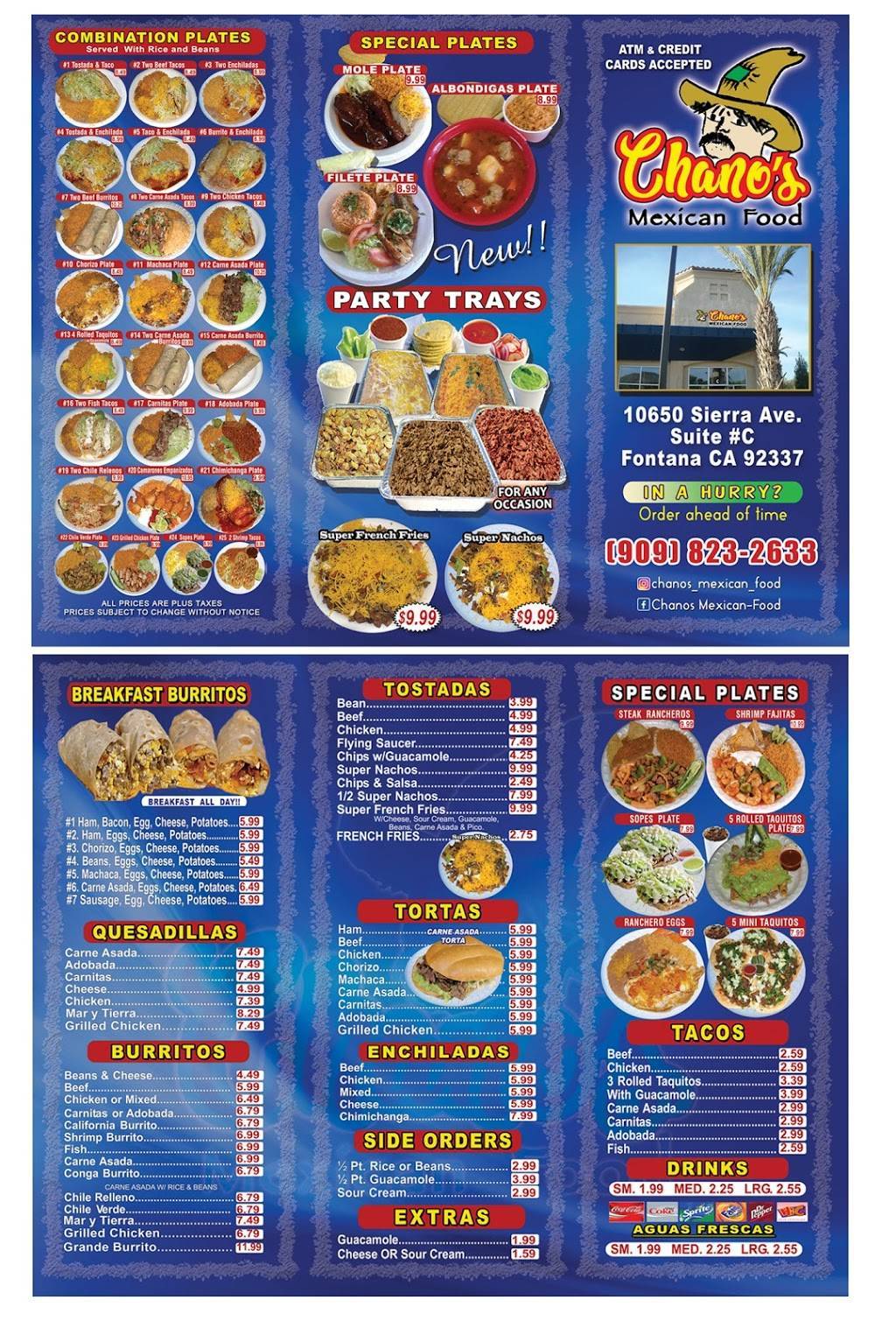 Chanos Mexican Food | restaurant | 10650 Sierra Ave Suite C, Fontana, CA 92337, USA | 9098232633 OR +1 909-823-2633