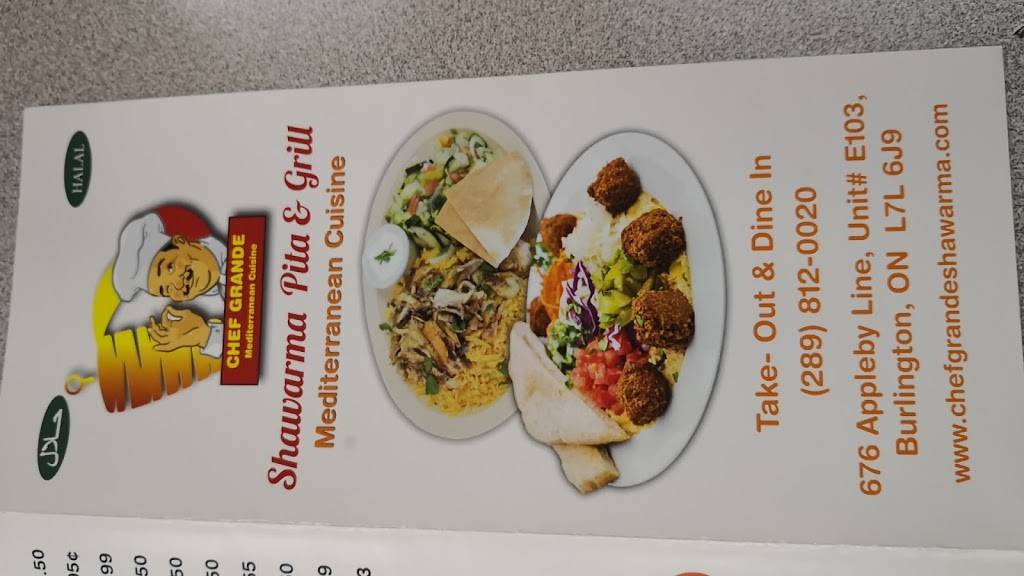 Chef Grande- Shawarma, Pita & Grill (Halal) | restaurant | 676 Appleby Line, Burlington, ON L7L 6J9, Canada | 2898120020 OR +1 289-812-0020