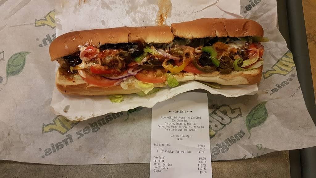 Subway | restaurant | 936 Dixon Rd, Etobicoke, ON M9W 1J9, Canada | 4166790808 OR +1 416-679-0808