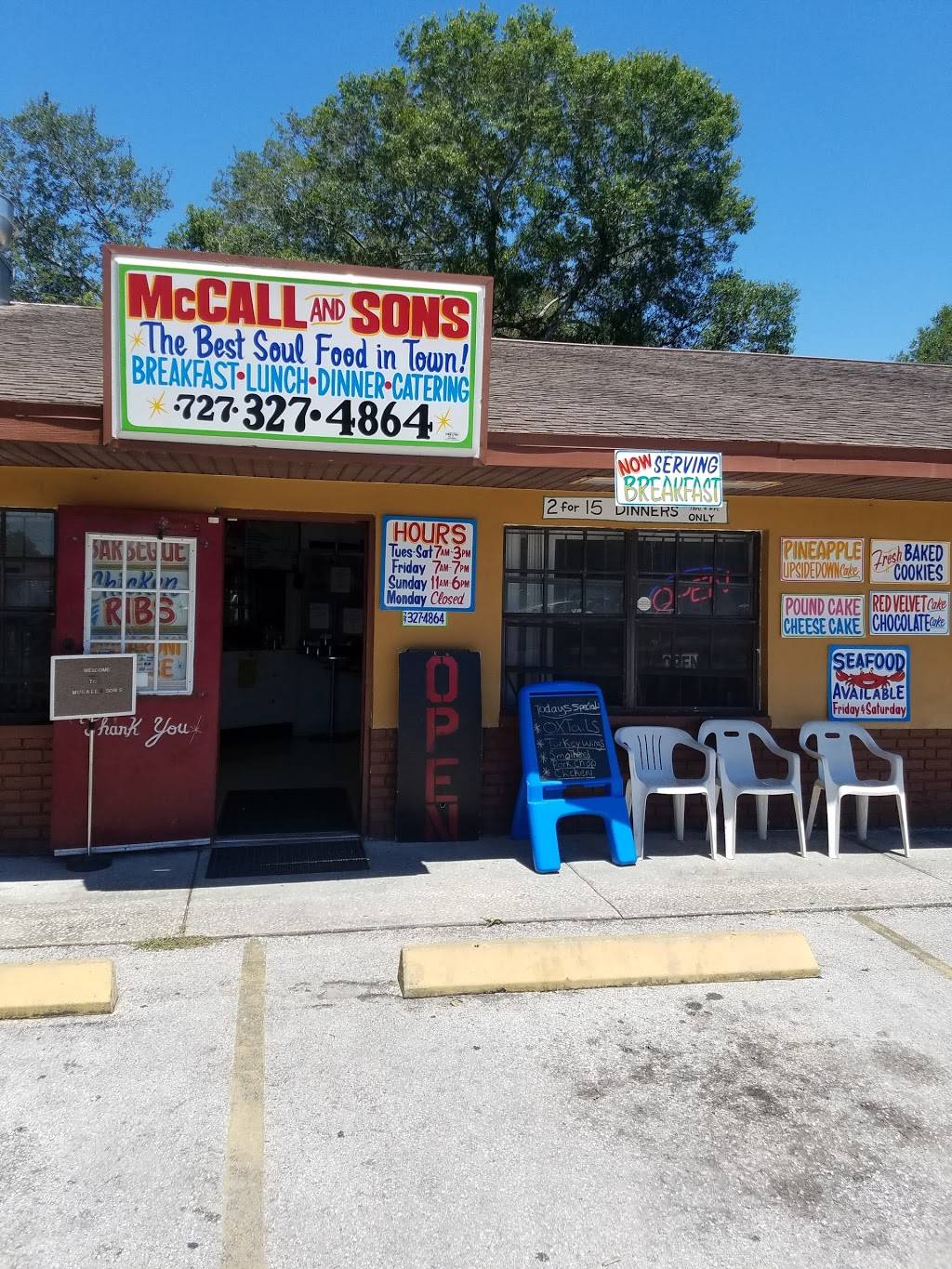 McCalls and Son Restaurant | restaurant | 1828 49th St S, Gulfport, FL 33707, USA | 7273274864 OR +1 727-327-4864