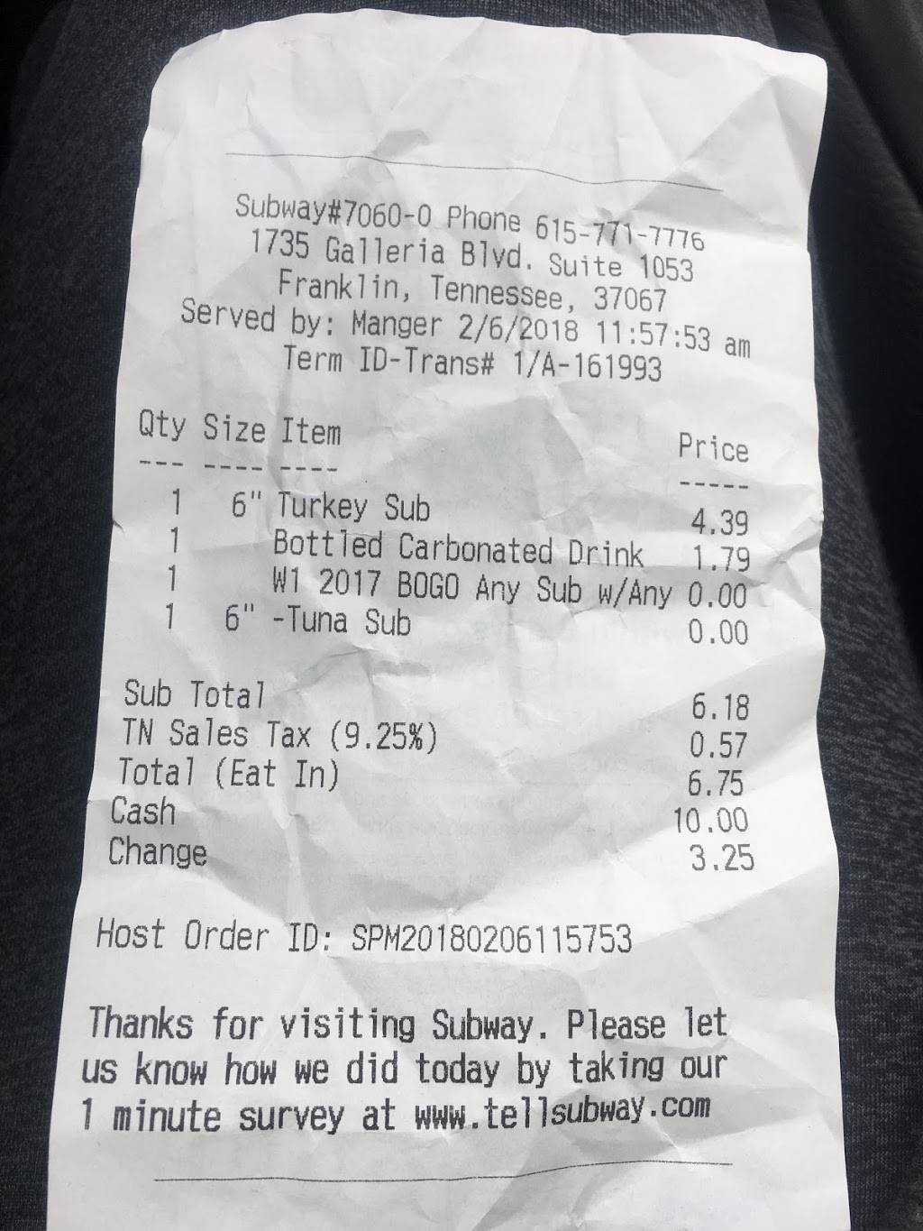 Subway Restaurants | restaurant | 330 Franklin Road Suite 900-D Brentwood Place SC, Brentwood, TN 37027, USA | 6153735554 OR +1 615-373-5554