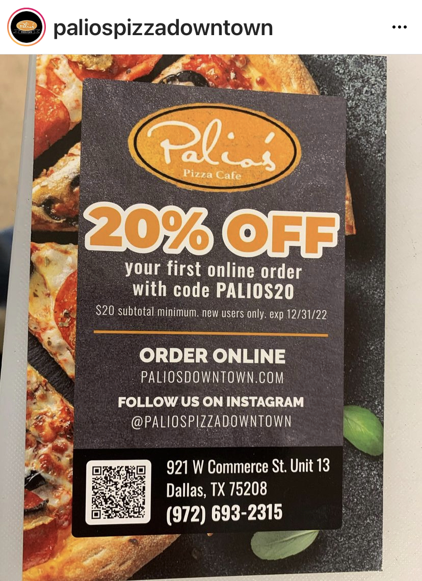 Palios Pizza Downtown Dallas | restaurant | 921 W Commerce St Ste 13, Dallas, TX 75208, USA | 4699961048 OR +1 469-996-1048