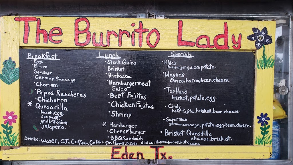 The Burrito Lady | restaurant | Rochefort St, Eden, TX 76837, USA | 3254560156 OR +1 325-456-0156