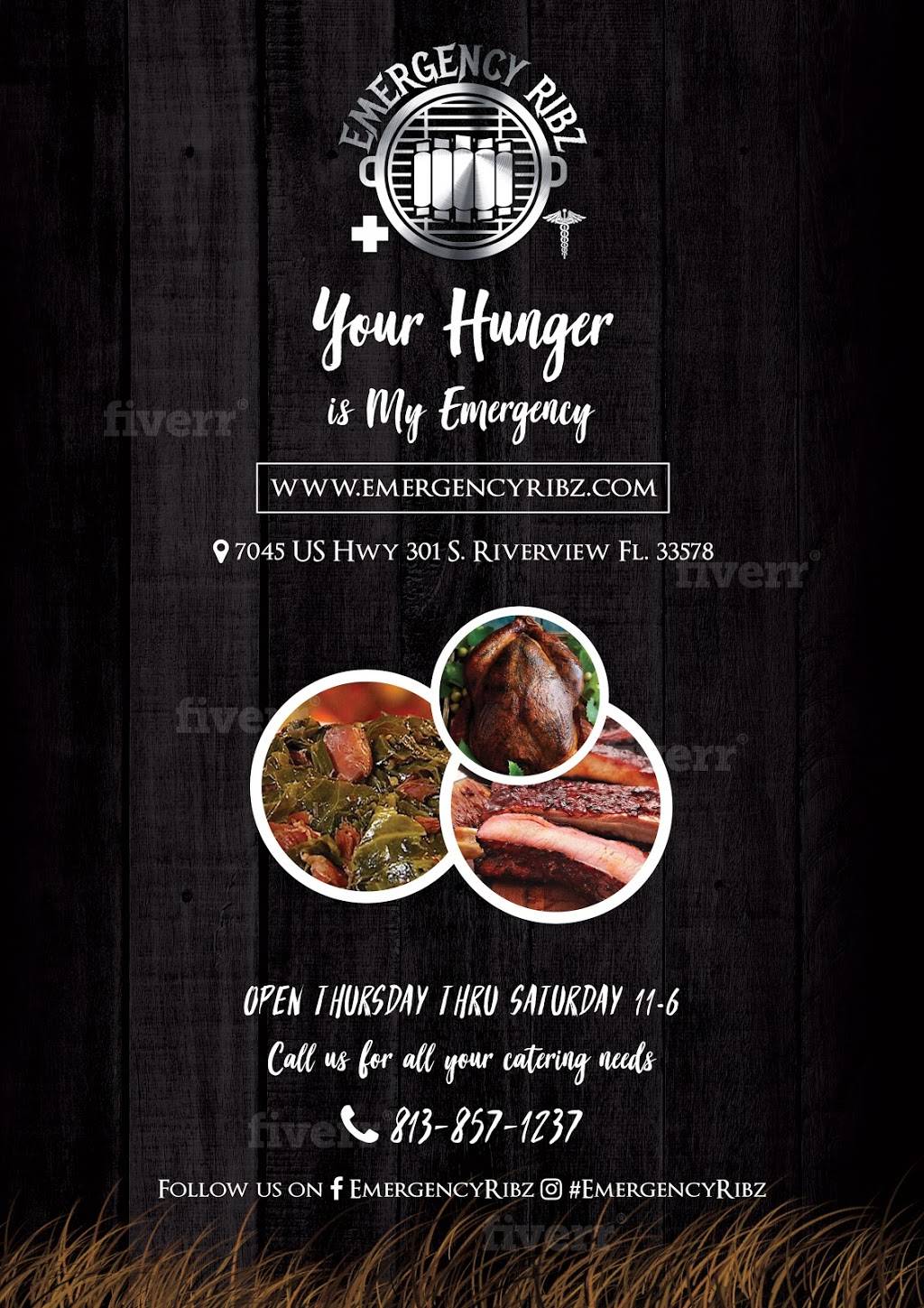 Emergency Ribz | restaurant | 7045 US Hwy 301 S, Riverview, FL 33578, USA | 8138571237 OR +1 813-857-1237