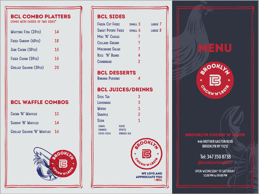 Brooklyn Chckn N Lbstr | restaurant | 446 Mother Gaston Blvd, Brooklyn, NY 11212, USA | 3473508738 OR +1 347-350-8738
