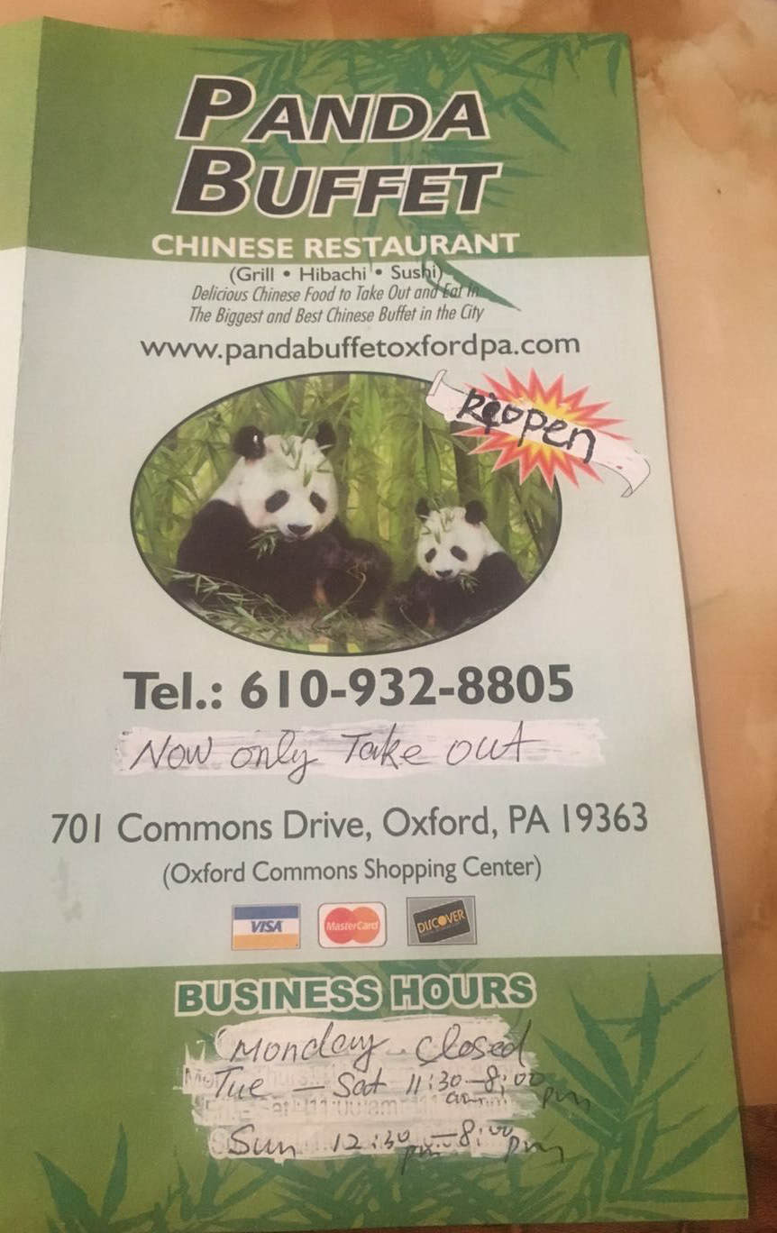 Panda Buffet | restaurant | 701 Commons Dr, Oxford, PA 19363, USA | 6109328805 OR +1 610-932-8805