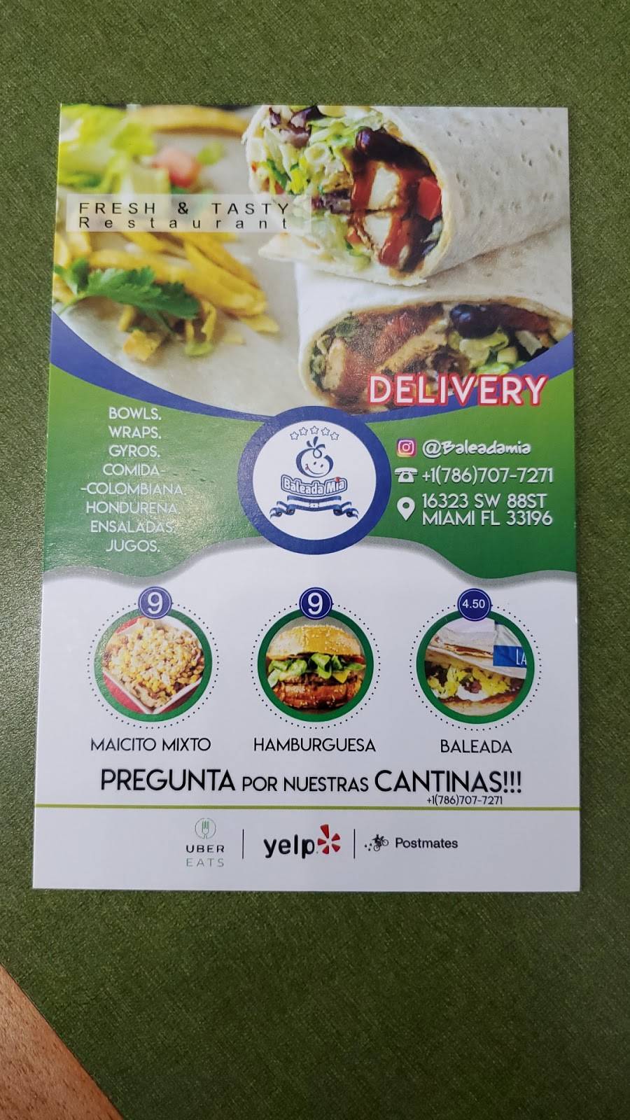 Baleada Mia - Pita-N-Grill | restaurant | 16323 SW 88th St, Miami, FL 33193, USA | 7867077271 OR +1 786-707-7271