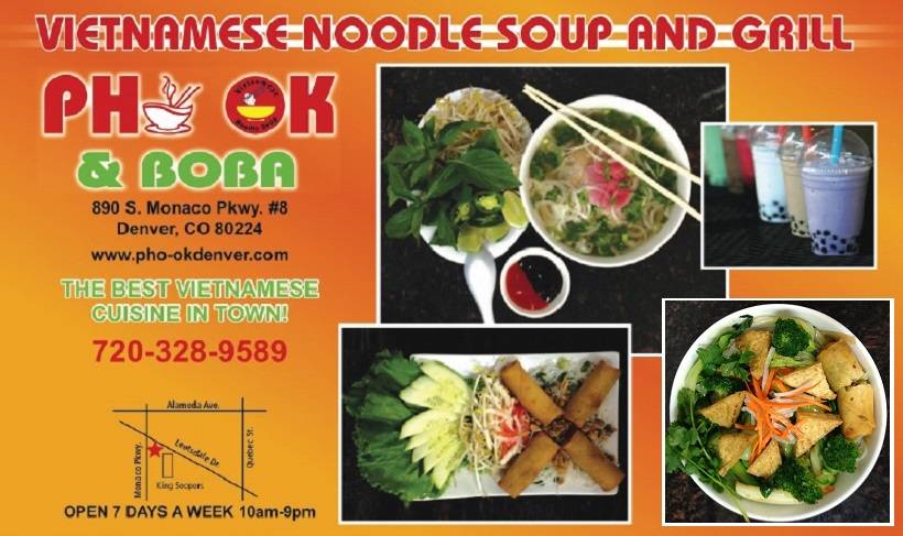 Pho OK Noodle Soup and Grill | restaurant | 890 S Monaco Pkwy, Denver, CO 80224, USA | 7203289589 OR +1 720-328-9589