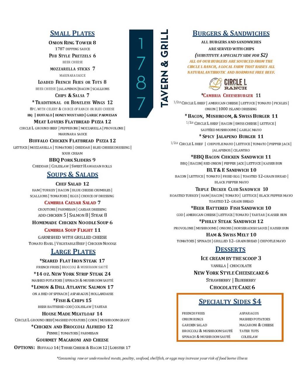 1787 Tavern & Grill | restaurant | 1787 Thorn Dr, Uniontown, OH 44685, USA | 3308991990 OR +1 330-899-1990