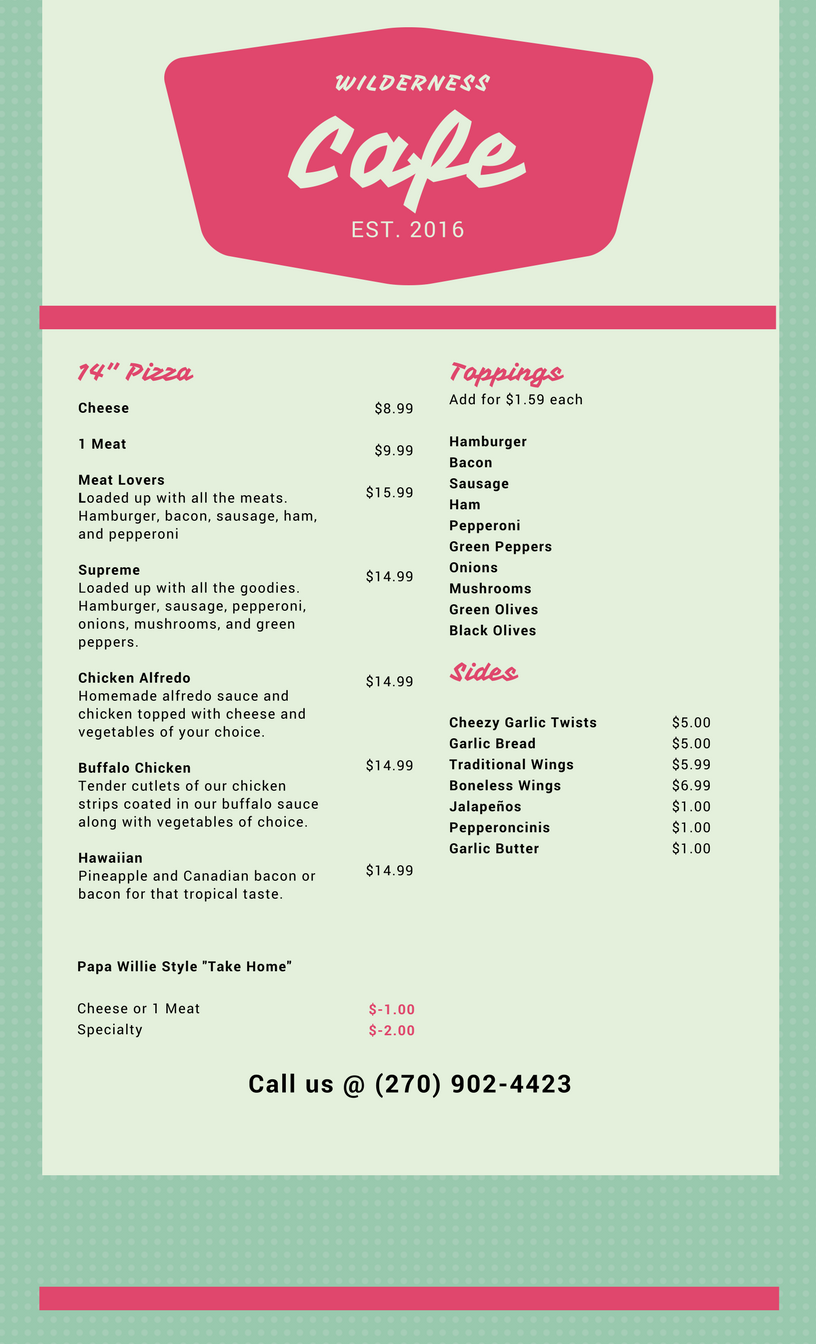 Wilderness Cafe & General Store | restaurant | 6165 S.Hwy 259, Westview, KY 40178, USA | 2709024423 OR +1 270-902-4423