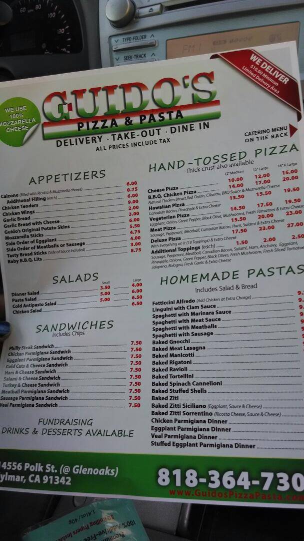 Guidos Pizza & Pasta | restaurant | 14556 Polk St, Sylmar, CA 91342, USA | 8183647300 OR +1 818-364-7300