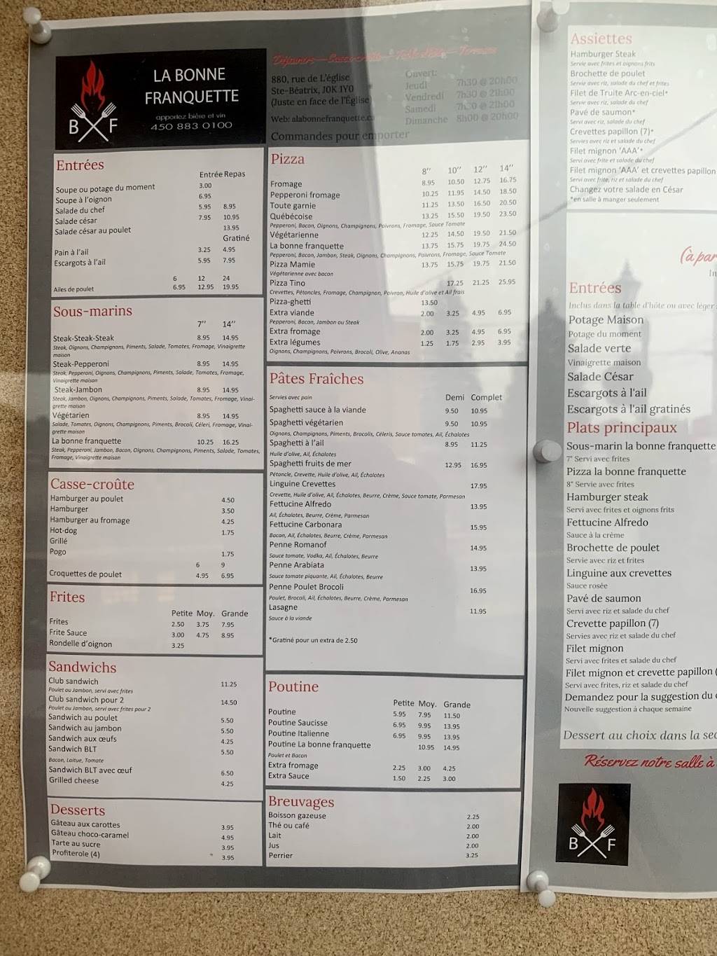 Restaurant A La Bonne Franquette | restaurant | 880 Rue de lÉglise, Sainte-Béatrix, QC J0K 1Y0, Canada | 4508830100 OR +1 450-883-0100