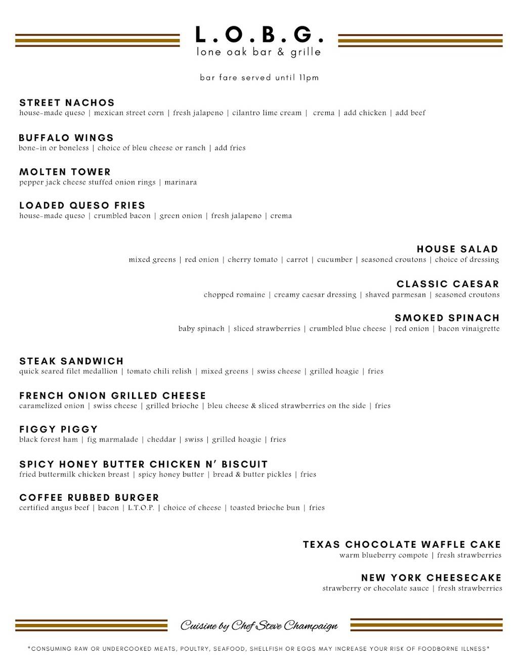 Lone Oak Bar and Grille | restaurant | 1434 Centre Pl Dr, Denton, TX 76205, USA | 9403834100 OR +1 940-383-4100