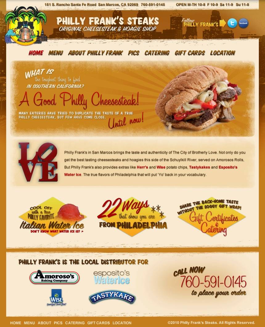 Philly Franks Steaks | restaurant | 151 S Rancho Santa Fe Rd, San Marcos, CA 92069, USA | 7605910145 OR +1 760-591-0145