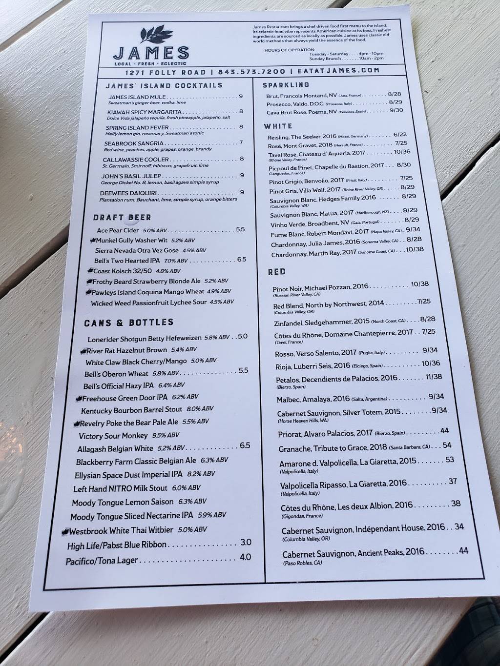 James Restaurant | restaurant | 1271 Folly Rd, Charleston, SC 29412, USA | 8435737200 OR +1 843-573-7200