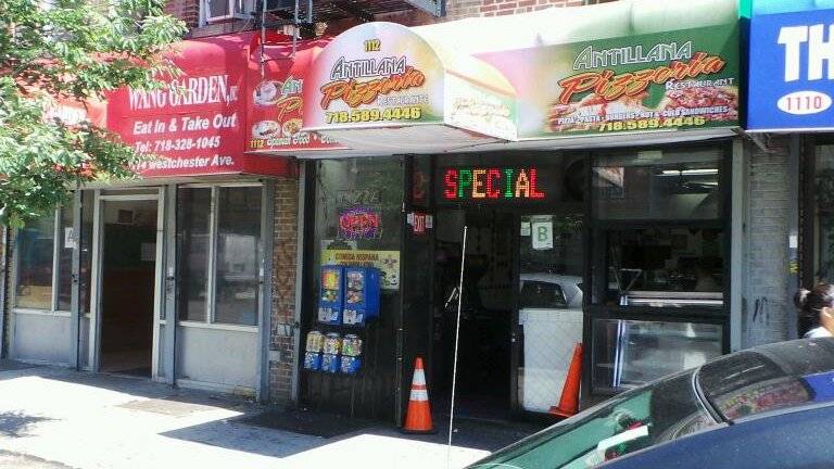 Antillana Pizzeria | restaurant | 1112 Westchester Ave, Bronx, NY 10459, USA | 7185894446 OR +1 718-589-4446
