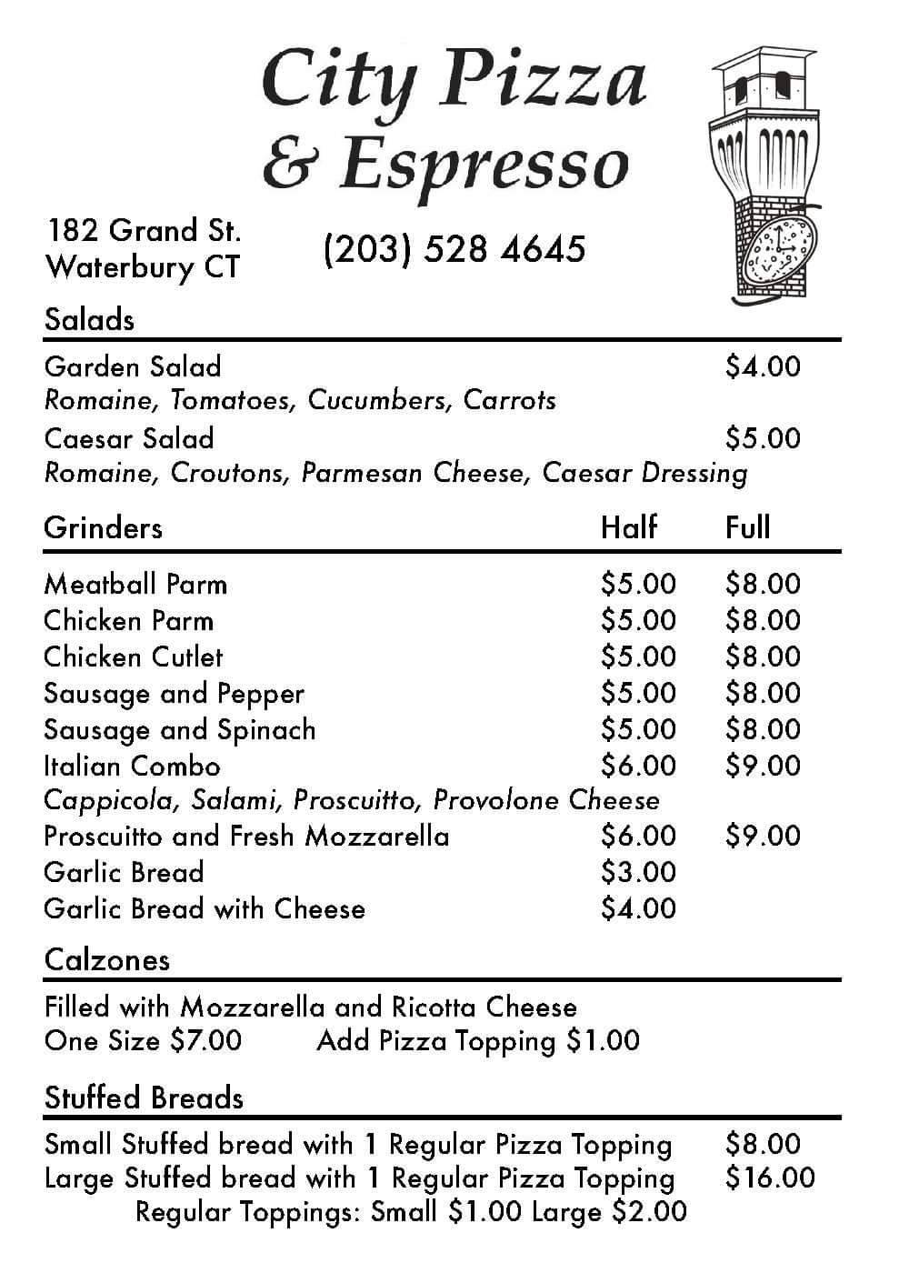 City Pizza & Espresso | restaurant | 182 Grand St, Waterbury, CT 06702, United States | 2035274591 OR +1 203-527-4591