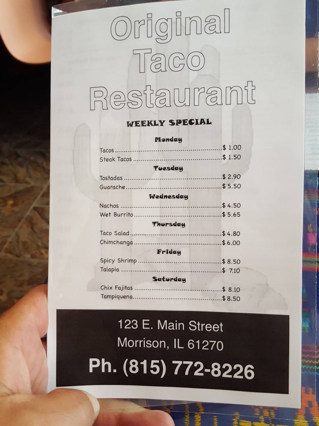Original Taco | restaurant | 123 E Main St, Morrison, IL 61270, USA | 8157728226 OR +1 815-772-8226