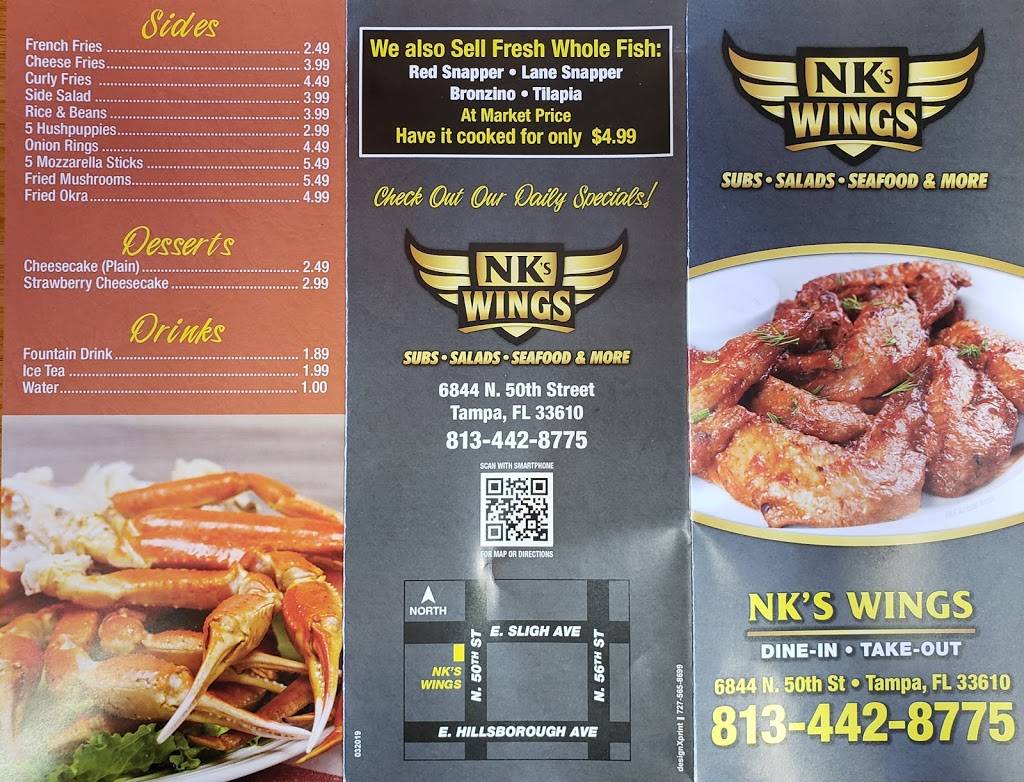 NKs Wings | restaurant | 6844 N 50th St, Tampa, FL 33610, USA | 8134428775 OR +1 813-442-8775
