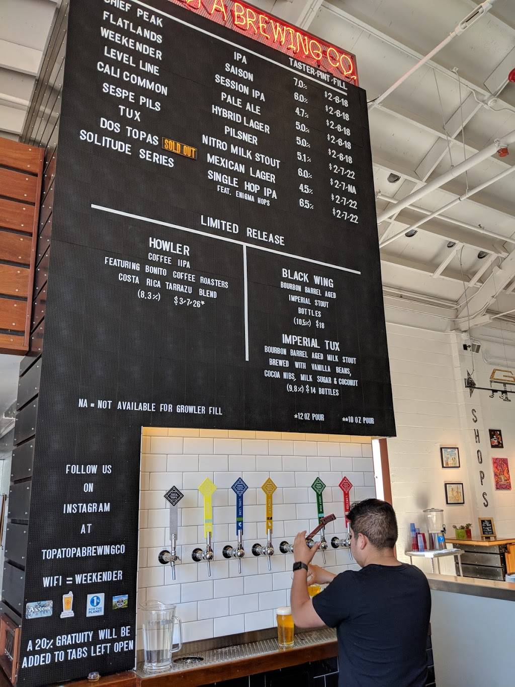 Topa Topa Brewing Co. | restaurant | 120 Santa Barbara St, Santa Barbara, CA 93101, USA | 8053244150 OR +1 805-324-4150