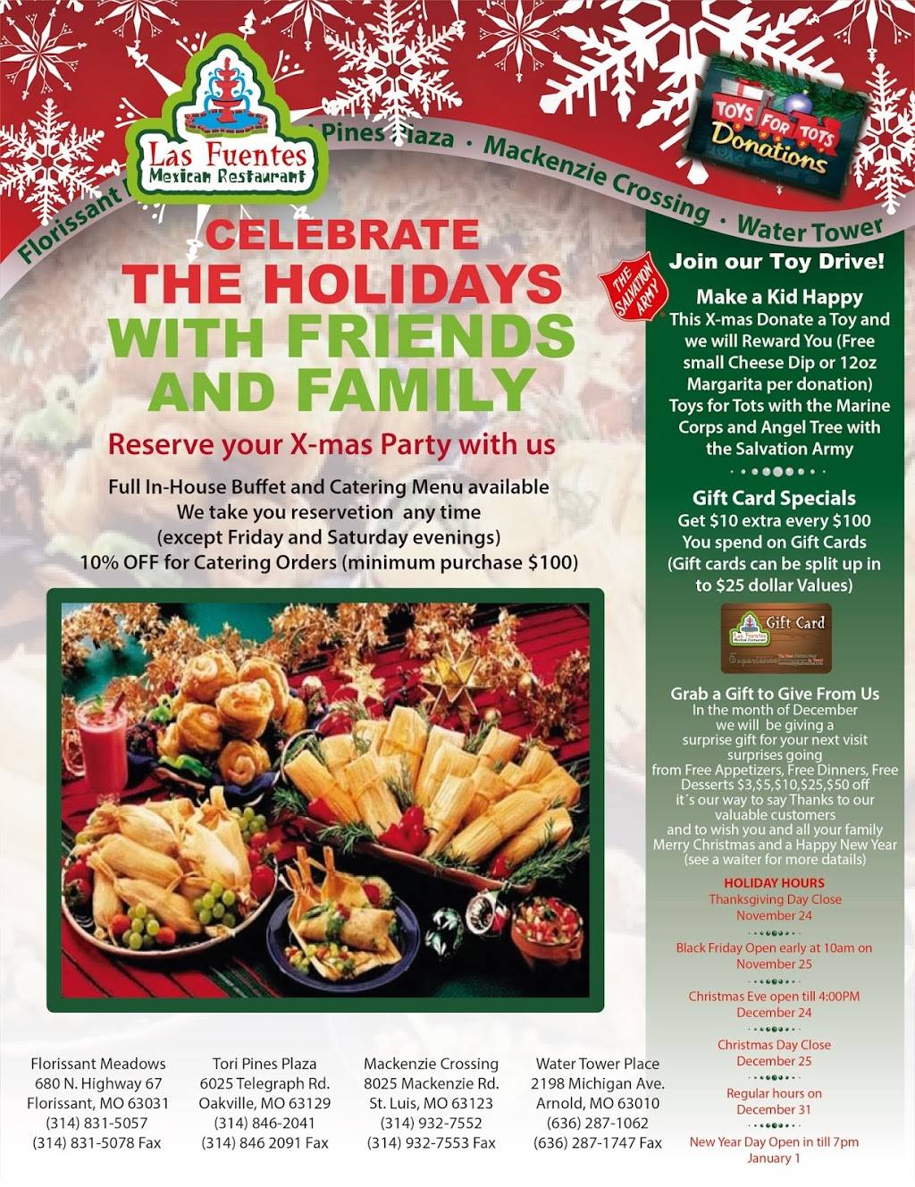 Las Fuentes Mexican Restaurant | restaurant | 2198 Michigan Ave, Arnold, MO 63010, USA | 6362871062 OR +1 636-287-1062