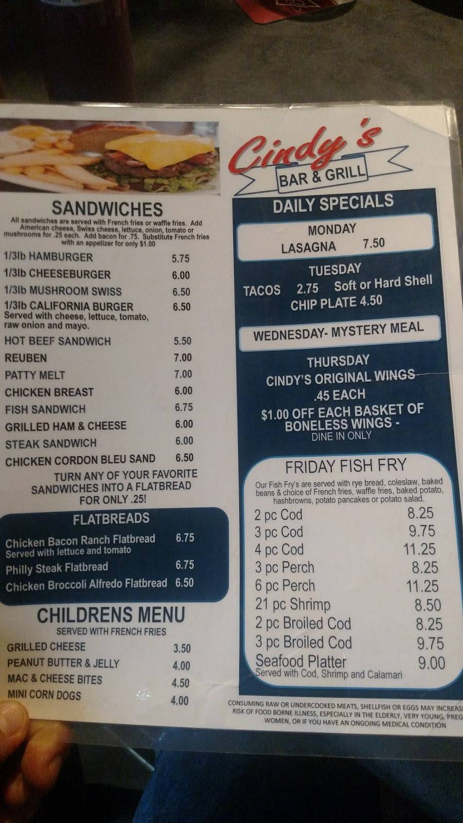 Cindys Bar and Grill | restaurant | 7958 WI-64, Medford, WI 54451, USA | 7157484474 OR +1 715-748-4474