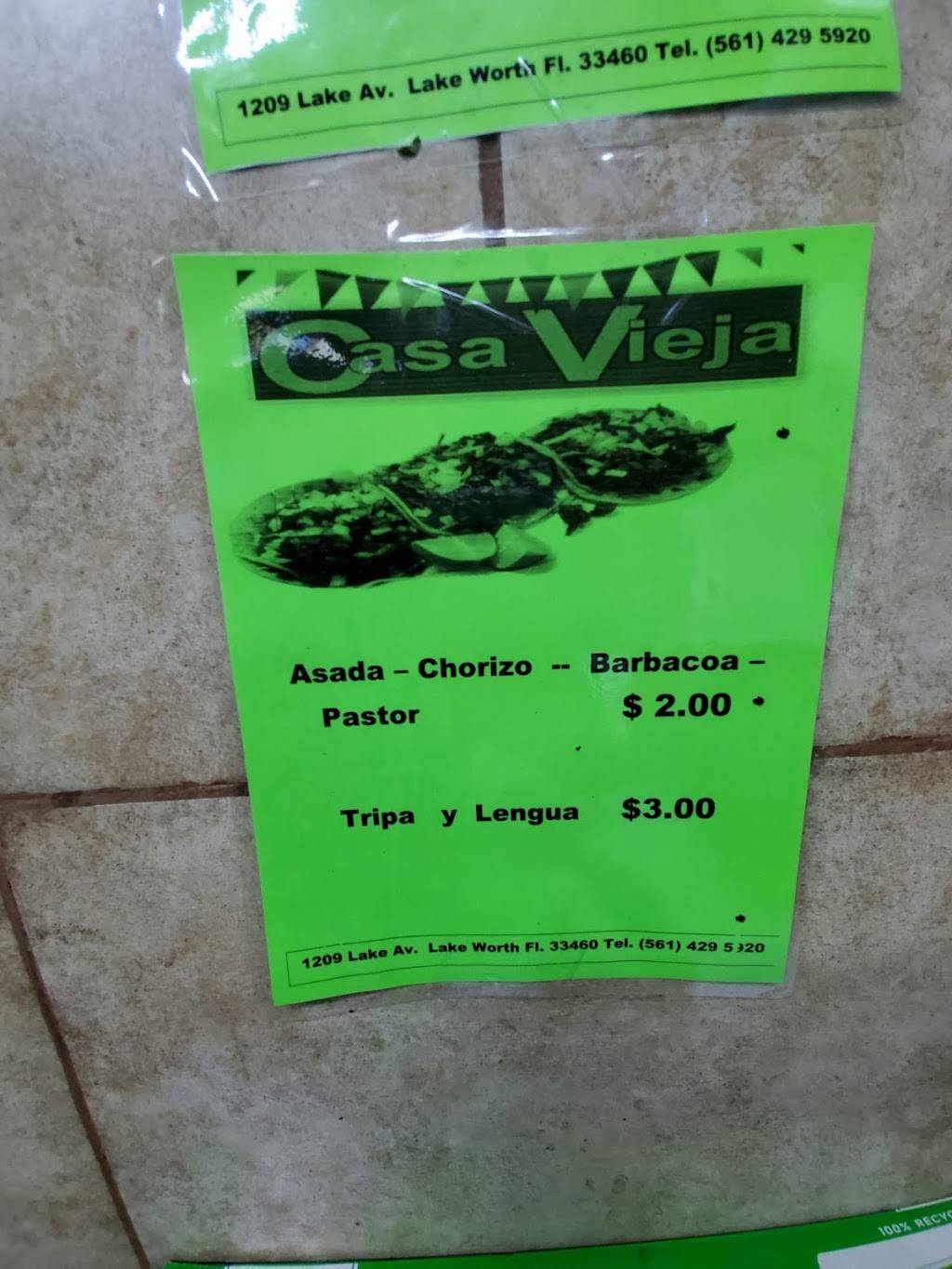Casa Vieja Inc | restaurant | 1209 Lake Ave, Lake Worth, FL 33460, USA | 5614295920 OR +1 561-429-5920