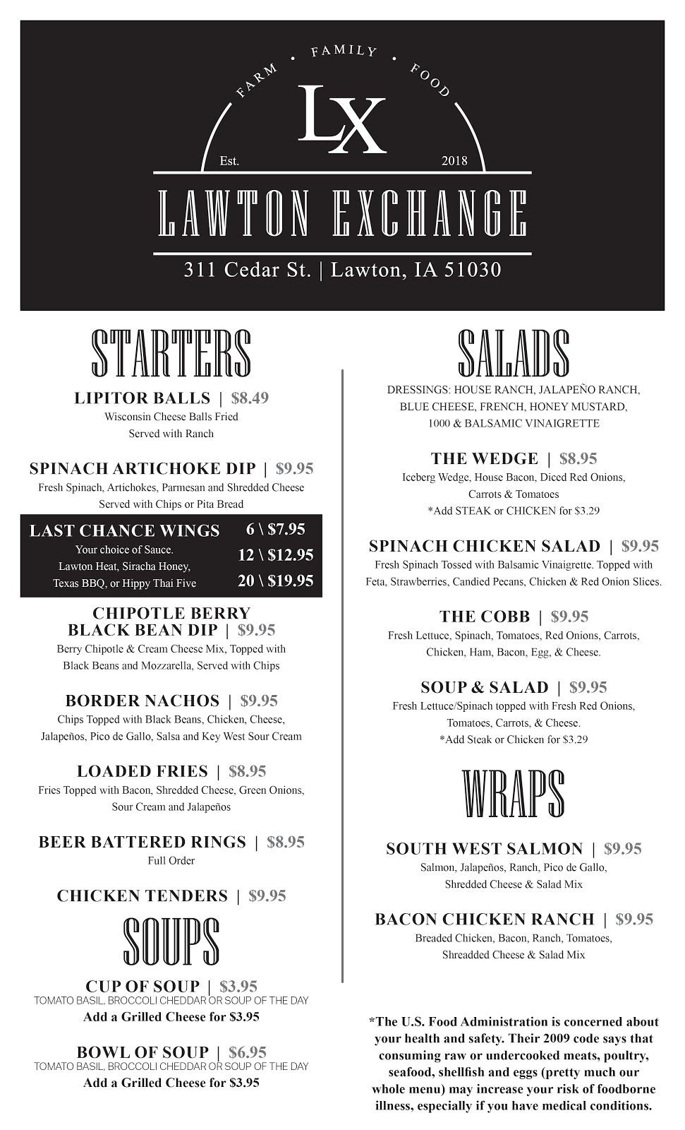 The Lawton Exchange | restaurant | 311 Cedar St, Lawton, IA 51030, USA | 7129445330 OR +1 712-944-5330