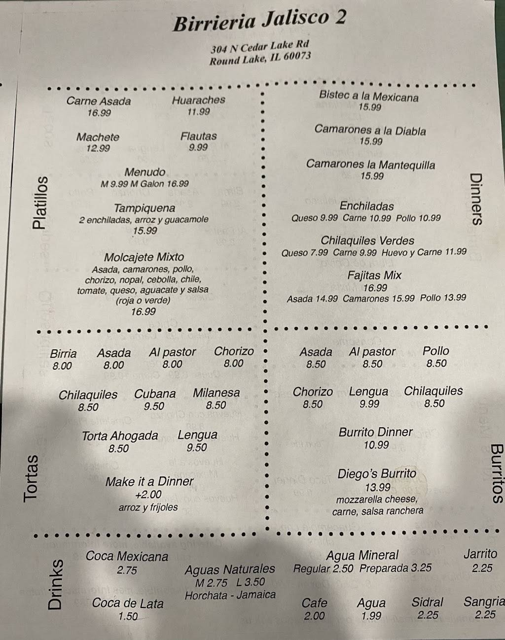 Birrieria Jalisco 2 | restaurant | 304 N Cedar Lake Rd, Round Lake, IL 60073, USA | 8478867089 OR +1 847-886-7089