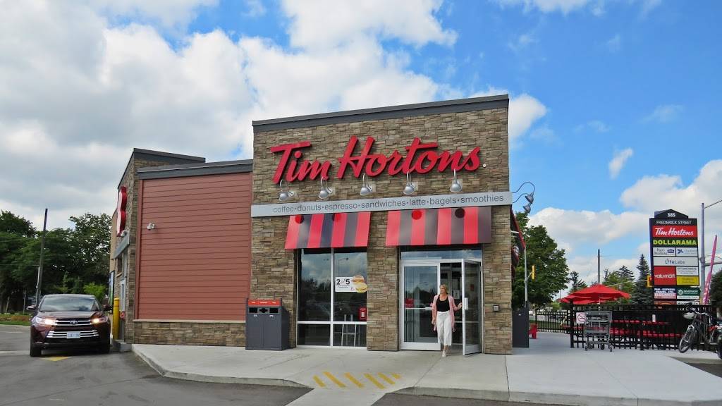 Tim Hortons | cafe | 385 Frederick St, Kitchener, ON N2H 2P2, Canada | 5195784744 OR +1 519-578-4744