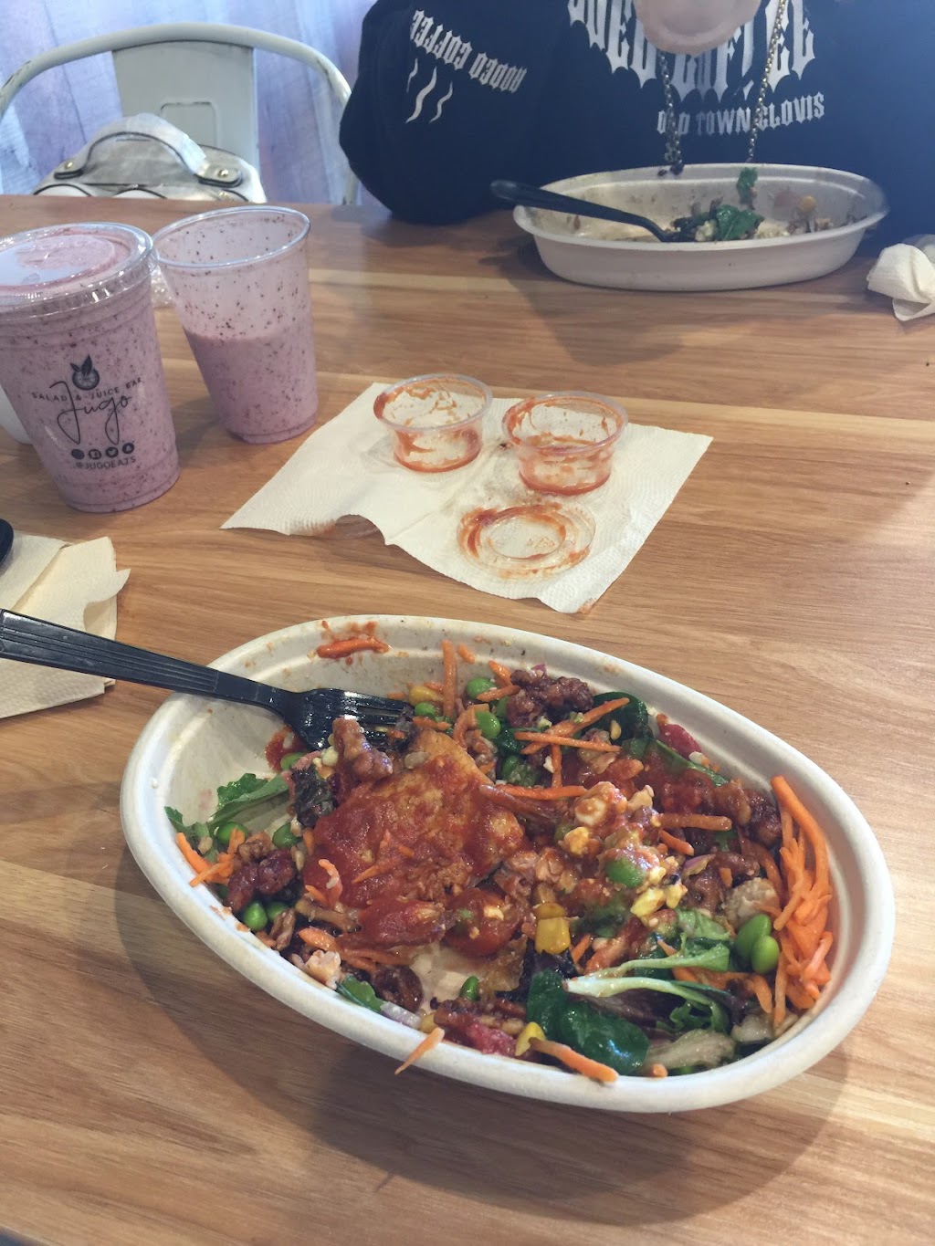 JUGO SALAD & JUICE BAR | restaurant | 6701 N Milburn Ave STE 150, Fresno, CA 93722, USA | 5593888684 OR +1 559-388-8684