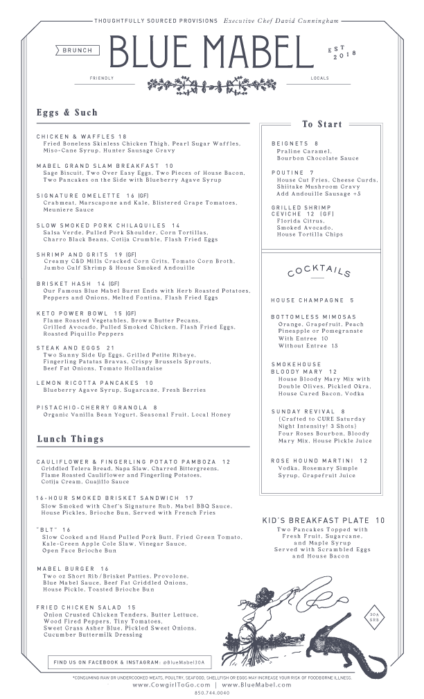 Blue Mabel Smokehouse & Provisions | restaurant | 2260 W County Hwy 30A, Santa Rosa Beach, FL 32459, USA | 8507440040 OR +1 850-744-0040