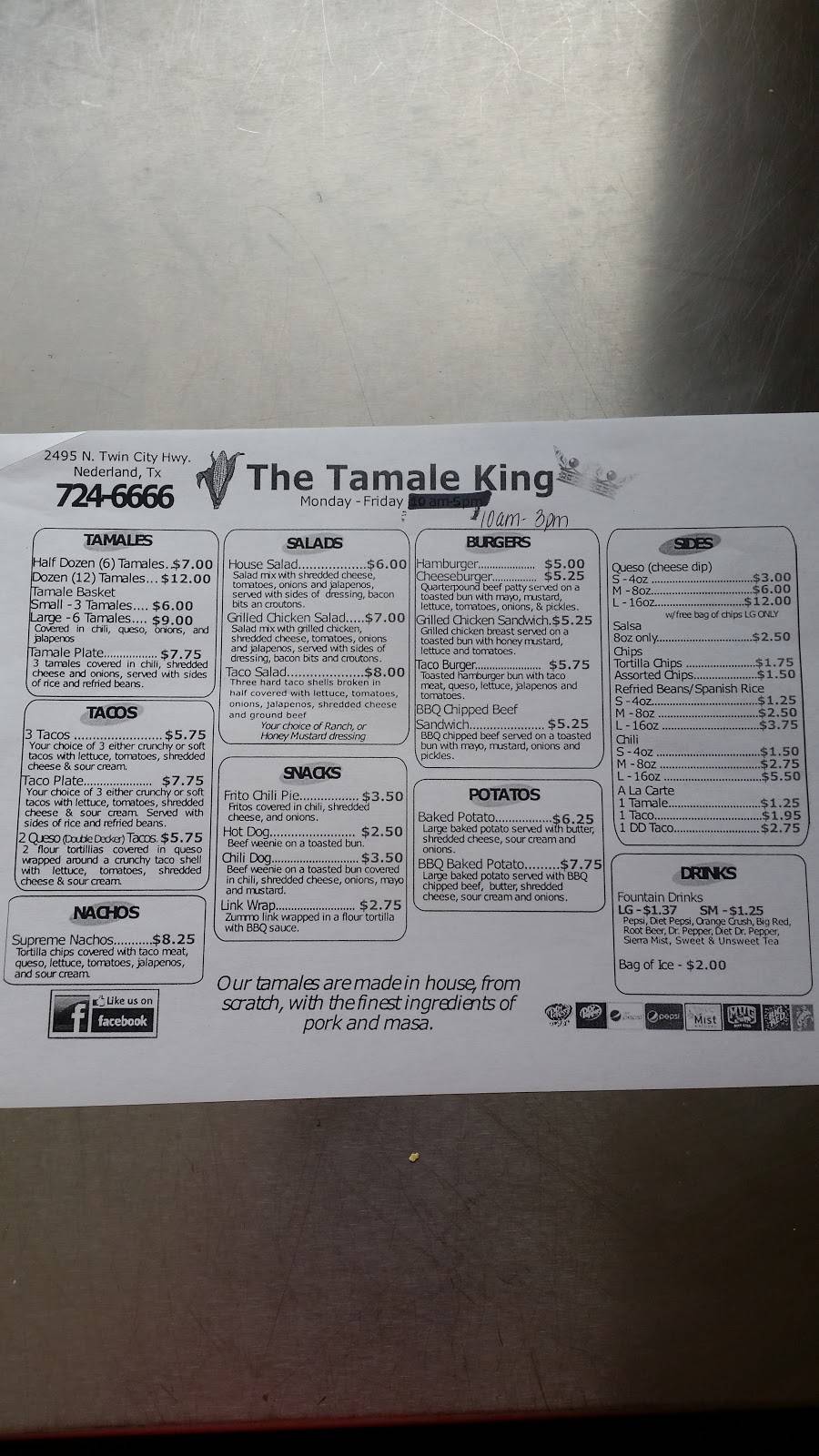 The Tamale King | restaurant | 2495 N Twin City Hwy, Nederland, TX 77627, USA | 4097246666 OR +1 409-724-6666